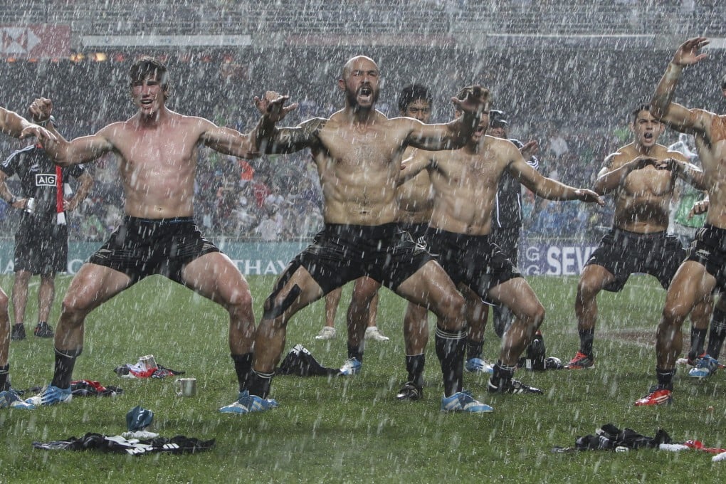 New Zealand’s rain-soaked performance of the Haka in 2014 was one of Sean Moore’s most memorable Sevens moments. Photo: SCMP