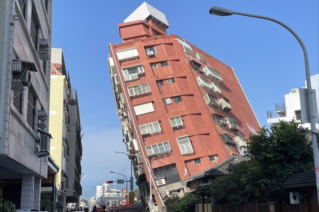 Buildings were shaken from their foundations in a magnitude 7.3 earthquake in Hualien City, Taiwan on Wednesday morning. Photo: CNA