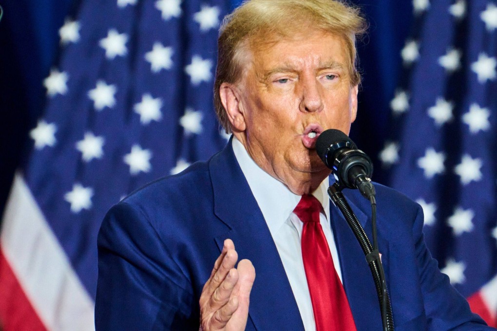 Former US president Donald Trump speaks during a campaign event in Green Bay, Wisconsin, on Tuesday. Photo: Bloomberg