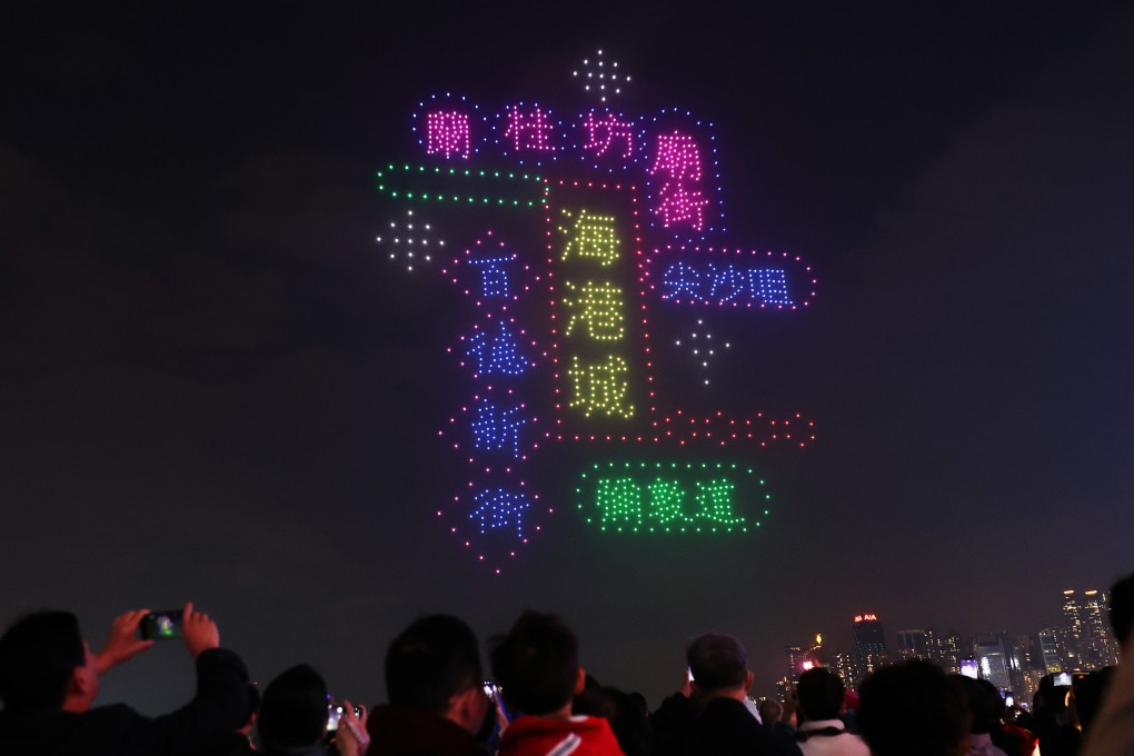 A spectacular drone show held over Victoria Harbour earlier this year. Photo: Edmond So