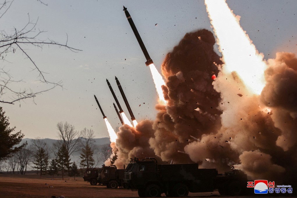 The North Korean military test-fires projectiles during a firing drill last month in this picture released on March 19 by Pyonygang’s official Korean Central News Agency. Photo: KCNA via Reuters