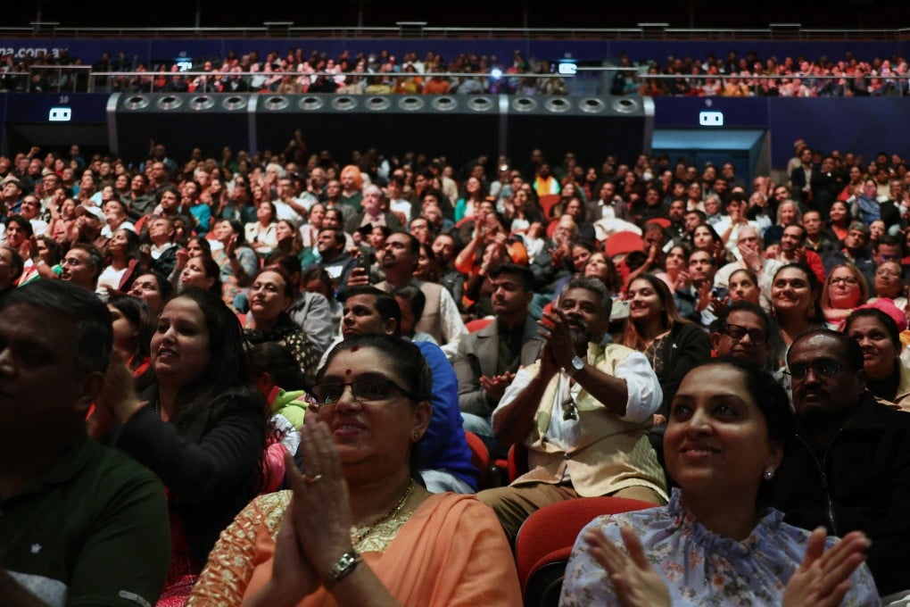 Indian-Australians listen to a speech in Sydney last year by Indian Prime Minister Narendra Modi. A recent survey revealed significant under-representation of the Indian diaspora in Australian politics and leadership roles. Photo: AFP