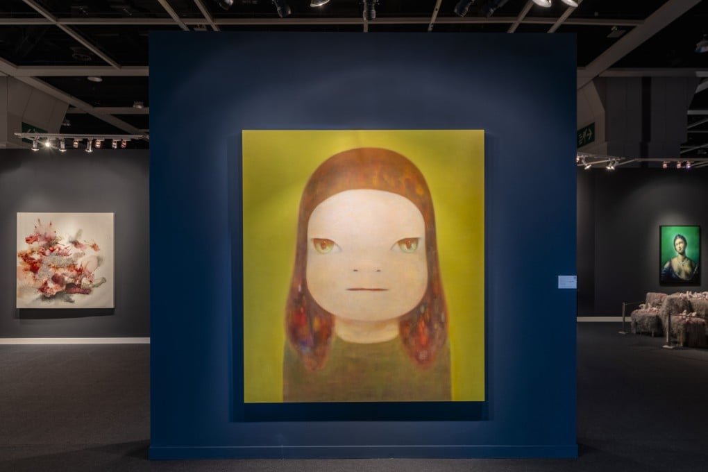 Yoshitomo Nara’s 2017 painting I Want to See the Bright Lights Tonight, seen here during Sotheby’s spring auction preview, sold for HK$96 million including fees during the Modern & Contemporary Evening Auction on April 5, 2024, making it the highest priced lot. Photo: courtesy of Sotheby’s