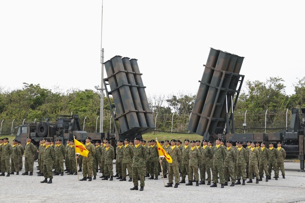 A Japanese military ceremony to mark the deployment of the missiles in Okinawa. Photo: Kyodo