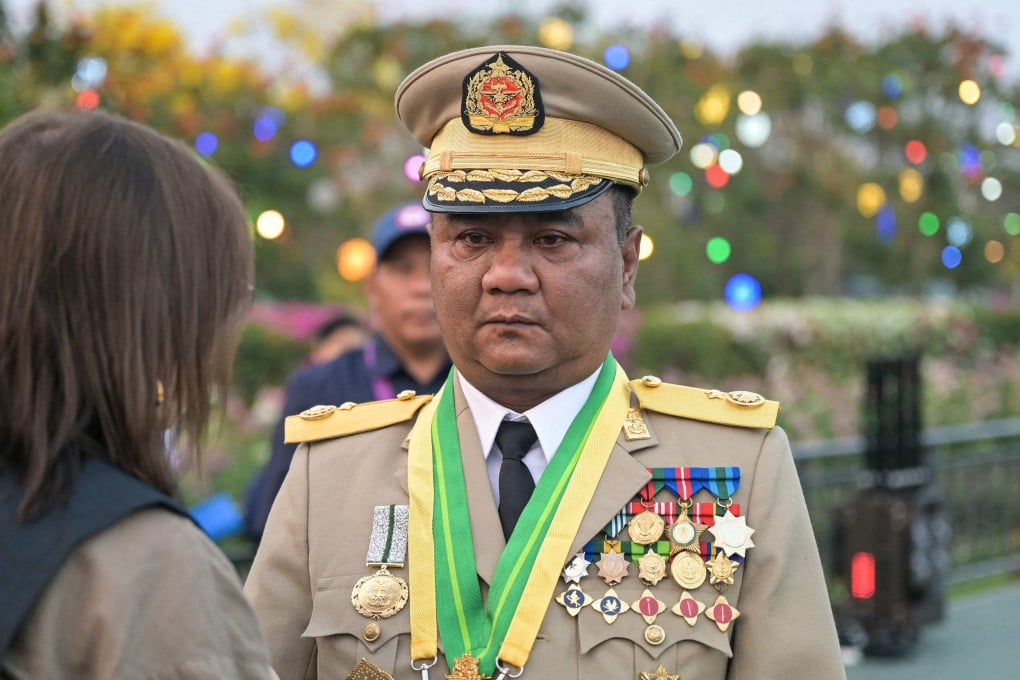 Myanmar’s junta spokesman General Zaw Min Htun speaks to the press during a ceremony to mark the country’s Armed Forces Day in Naypyidaw on March 27. Photo: AFP