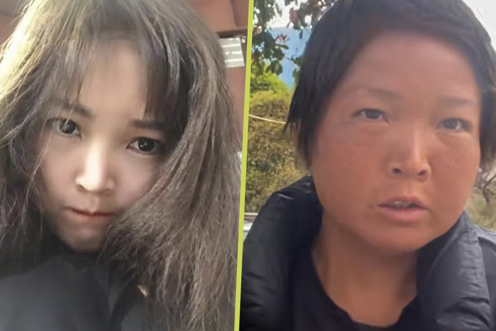 A young woman hiker in China has hit back at critics online who say her weather-beaten face makes her look decades older than her 28 years. Photo: SCMP composite/Douyin
