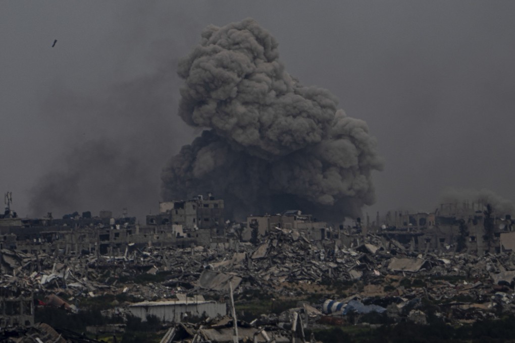 Smoke and explosions rise inside the Gaza Strip on March 17. File photo: AP