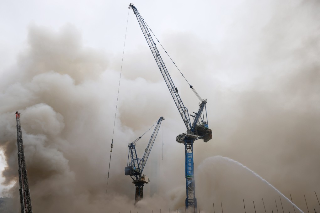 Firefighters are tackling the blaze with two water jets. Photo: Jelly Tse