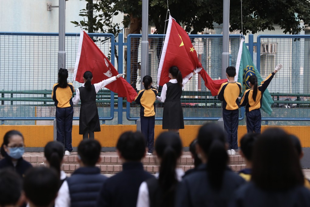 A flag-raising ceremony at a Kwai Fong school. The city’s leader has said he will be focusing on quality of patriotic education and not just quantity. Photo: Jonathan Wong