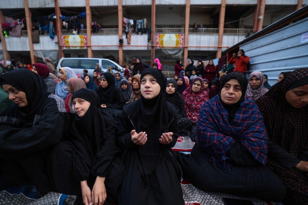 Displaced Palestinians mark the end of the holy month of Ramadan in Rafah, southern Gaza Strip. Photo: AFP