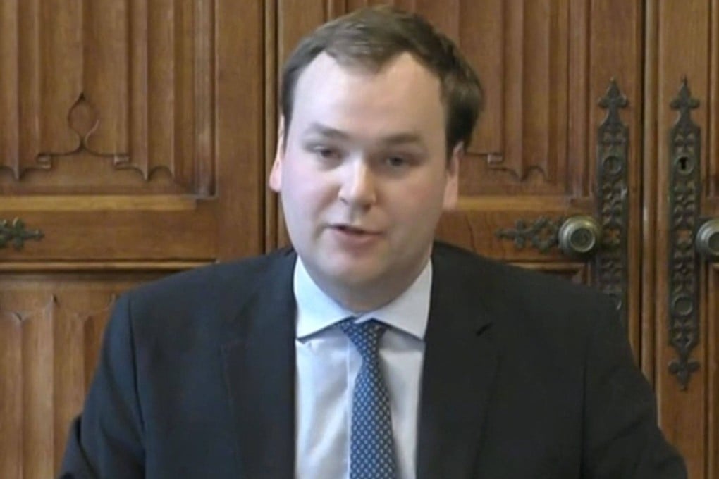 A video grab from footage broadcast by the UK Parliament’s Parliamentary Recording Unit (PRU) shows Conservative MP William Wragg. Photo: AFP via PRU