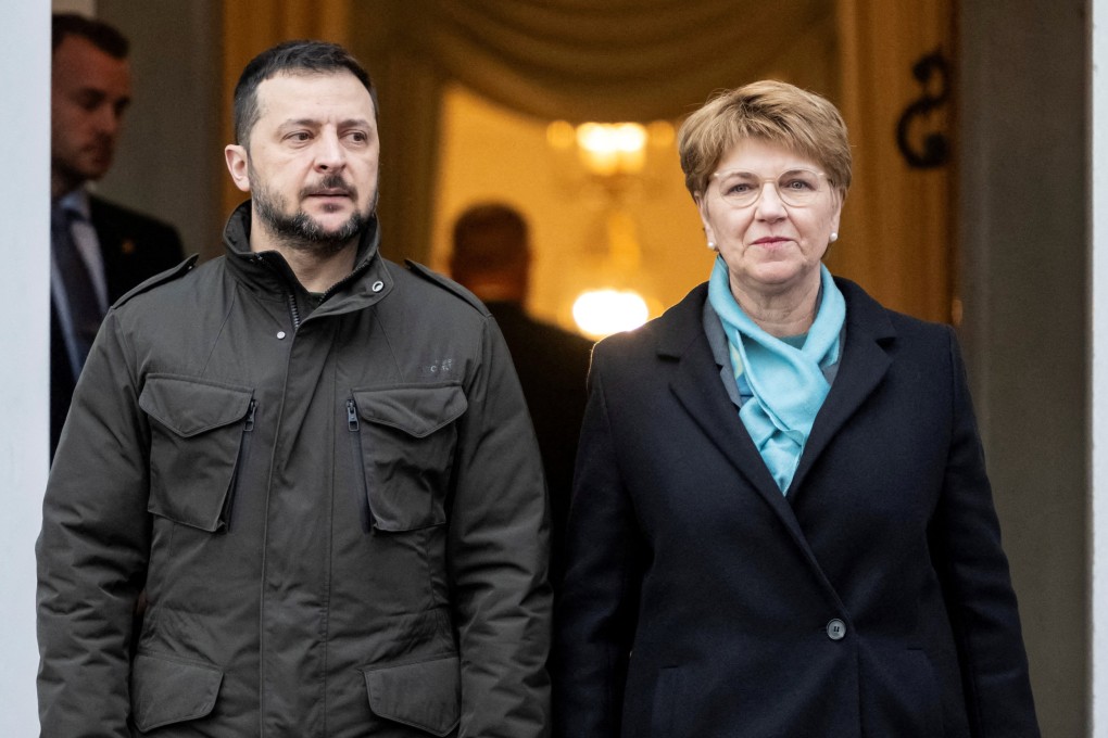 Ukrainian President Volodymyr Zelensky and Swiss President Viola Amherd meeting in January. File photo: Reuters