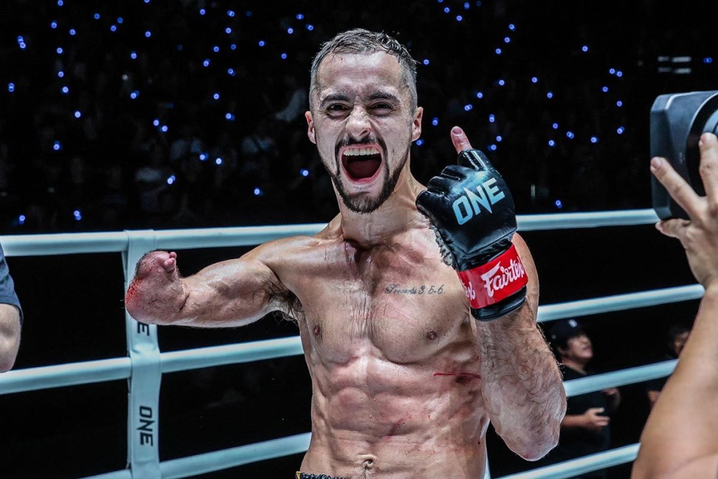 Jake Peacock celebrates his victory over Kohei Shinjo. Photo: ONE Championship