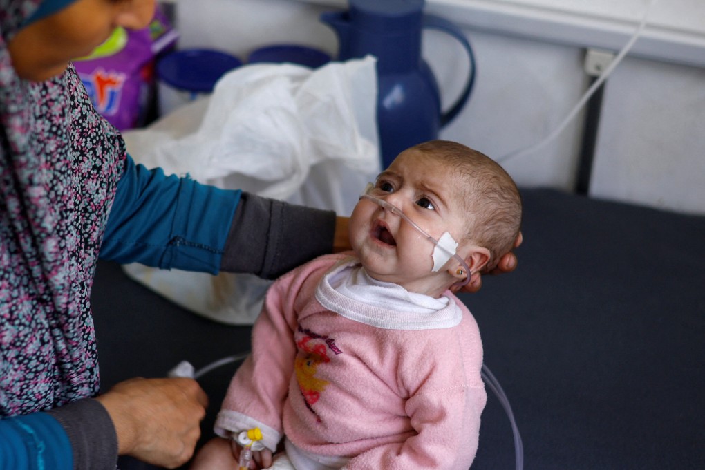 A Palestinian child suffering from malnutrition receives treatment at al-Awda health centre in the southern Gaza Strip on April 1, 2024. Photo: Reuters