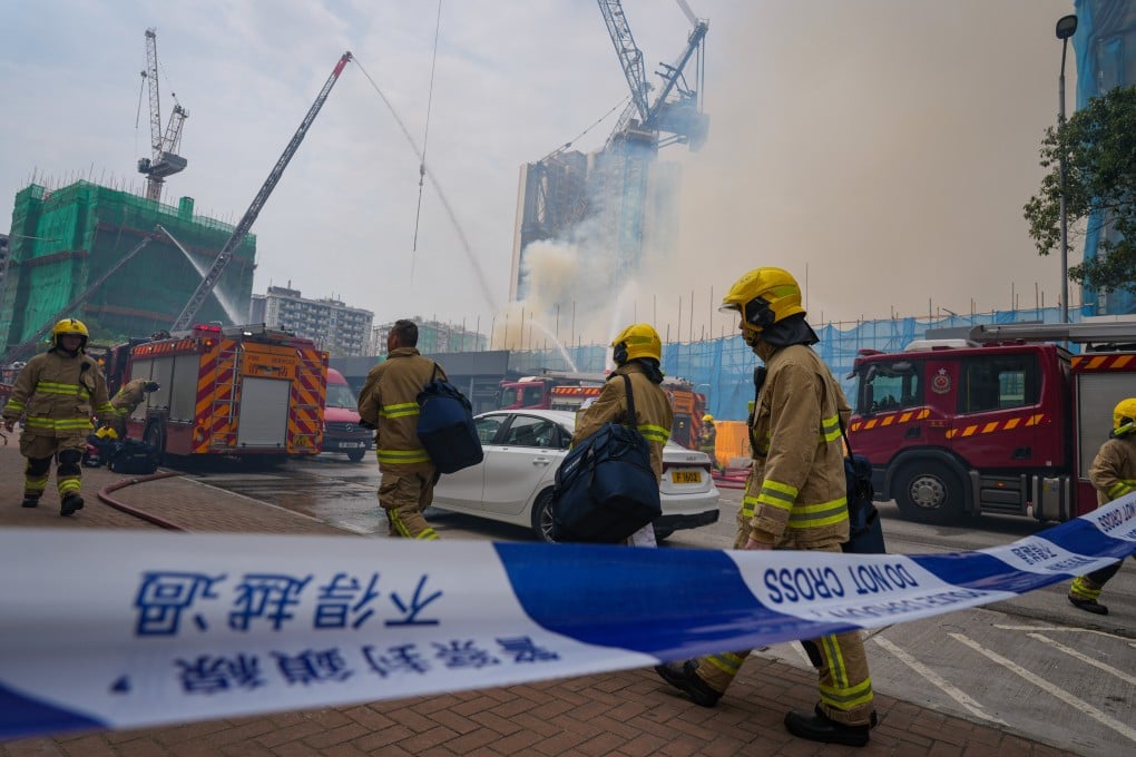 Smoke rises from the site. Authorities mobilised seven water jets and two breathing apparatus teams to help fight the blaze. Photo: May Tse