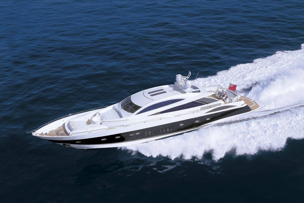 A Sunseeker Predator 108 yacht, featured in the James Bond film Casino Royale, capable of sailing at up to 50 miles per hour. Photo: Handout