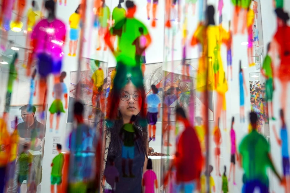 The artwork “Group’s Prophecy No.112, 2024” by Sun Yuan, is displayed at Art Central in Central, Hong Kong, on March 28, 2024. Photo: Sam Tsang