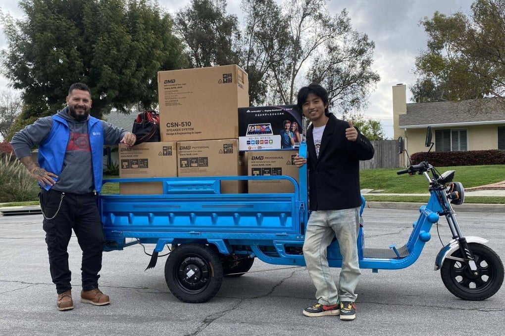 Luo Hao (right) and friend with a Chinese-made beng beng in the US, fully loaded. Photo: Handout
