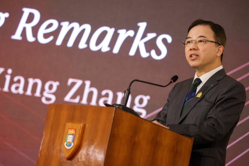 Vice-chancellor Xiang Zhang delivers a talk last year. He says the university should exercise caution when using an anonymous whistle-blower reporting system. Photo: May Tse