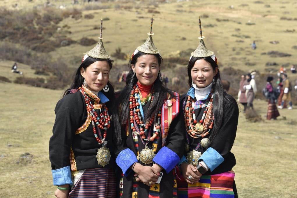 Bhutan’s Royal Highland Festival involves dancing, horse racing, fashion wrestling and other trials of strength in Laya, the highest settlement in the country. Above: Laya women in traditional clothing. Photo: Bassem Nimah