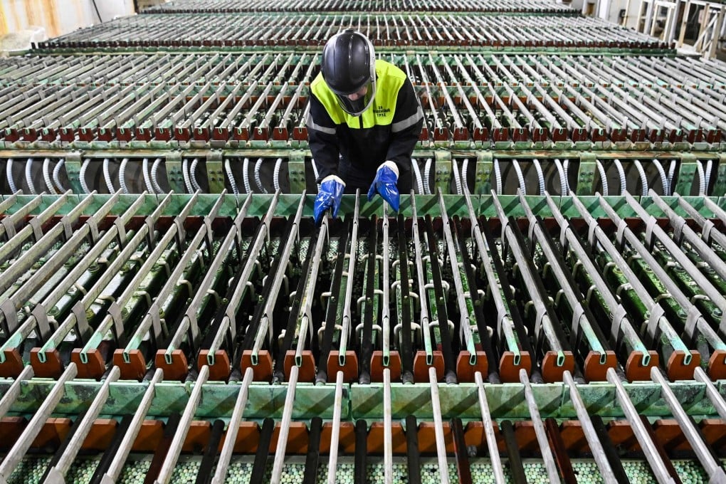 A view of the nickel electrolysis workshop at Kola Mining and Metallurgical Company (Kola MMC), a unit of Russia’s metals and mining company Nornickel, in the town of Monchegorsk in Russia’s Murmansk region on February 25, 2021. Photo: AFP