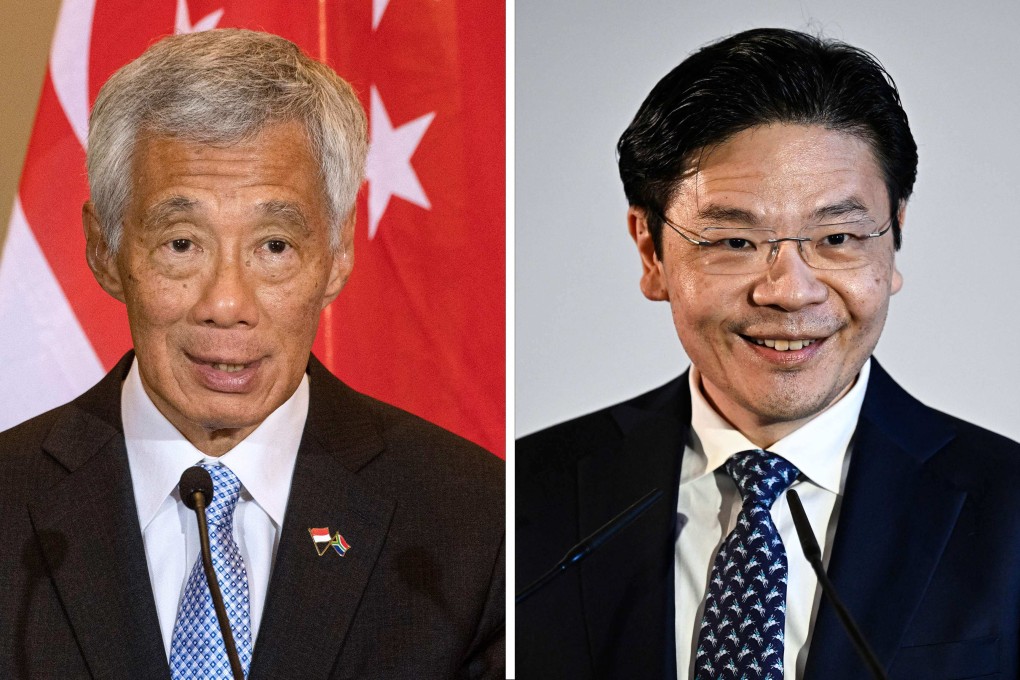 Singapore’s Prime Minister Lee Hsien Loong (left) and Deputy Prime Minister and Minister for Finance Lawrence Wong. Lee will step down next month and his deputy Wong will take over. Photo: AFP