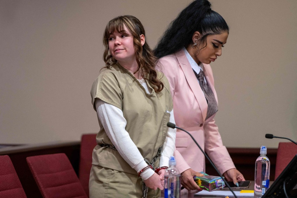 Hannah Gutierrez-Reed, left, at her sentencing hearing on Monday. Photo: AFP