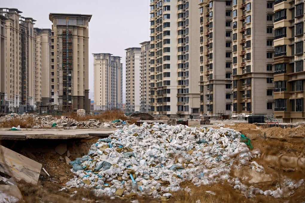 Residential buildings developed by China Evergrande Group in Hebei province have gone unfinished as a property crisis roils the market. Photo: Reuters
