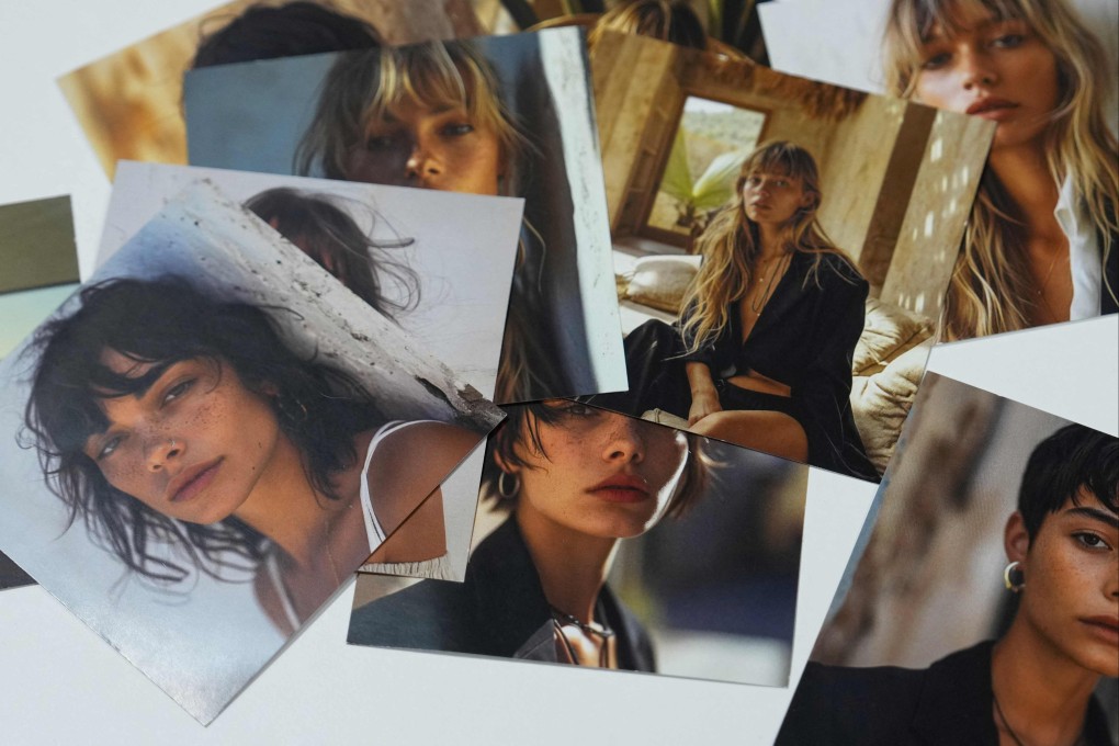 Printed AI-generated images of models at the headquarters of The Clueless company in Barcelona. The use of digital models has complicated implications for diversity, critics says. Photo: AFP