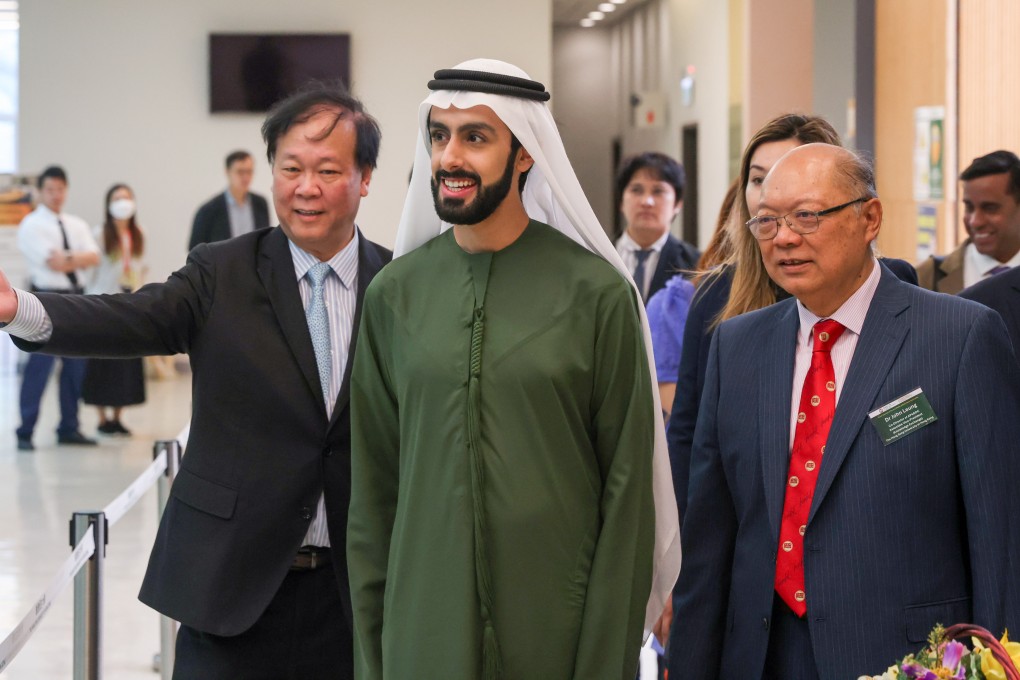 The city’s leader issued the promise after Sheikh Ali Al Maktoum (centre) was thrust into the media spotlight over his plans to invest in Hong Kong. Photo: Yik Yeung-man