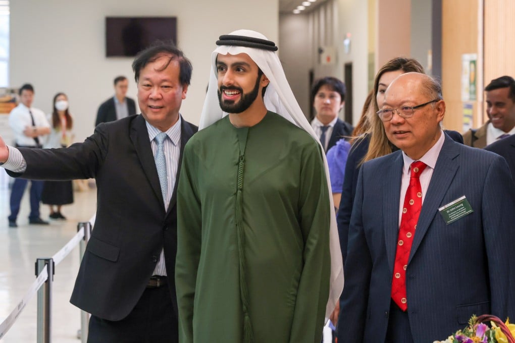 The city’s leader issued the promise after Sheikh Ali Al Maktoum (centre) was thrust into the media spotlight over his plans to invest in Hong Kong. Photo: Yik Yeung-man