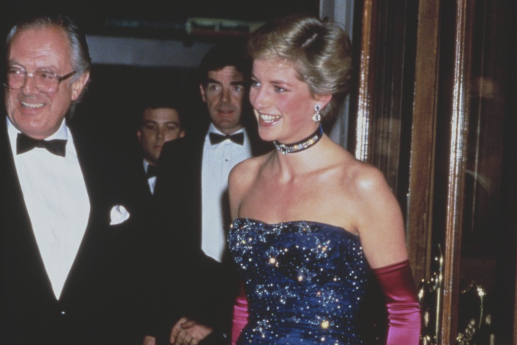 Princess Diana wears a navy blue Murray Arbeid dress in London, in 1986. This outfit along with others will feature in “Princess Diana’s Elegance & A Royal Collection” exhibition at Hong Kong’s K11 Musea. Photo: Getty Images
