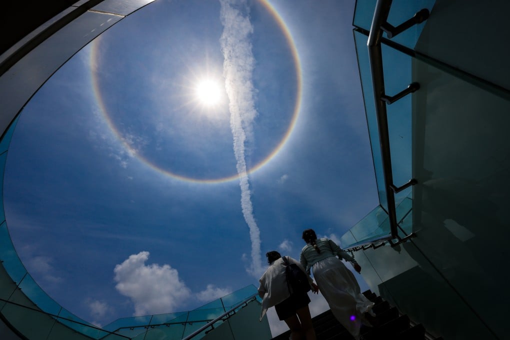 A halo formed by sunlight hitting ice crystals is seen over Hong Kong at Tsim Sha Tsui. Photo: Jelly Tse