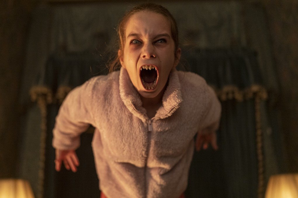 Alisha Weir as Abigail in a still from Abigail (category III), directed by Matt Bettinelli-Olpin and Tyler Gillett. Melissa Barrera co-stars.