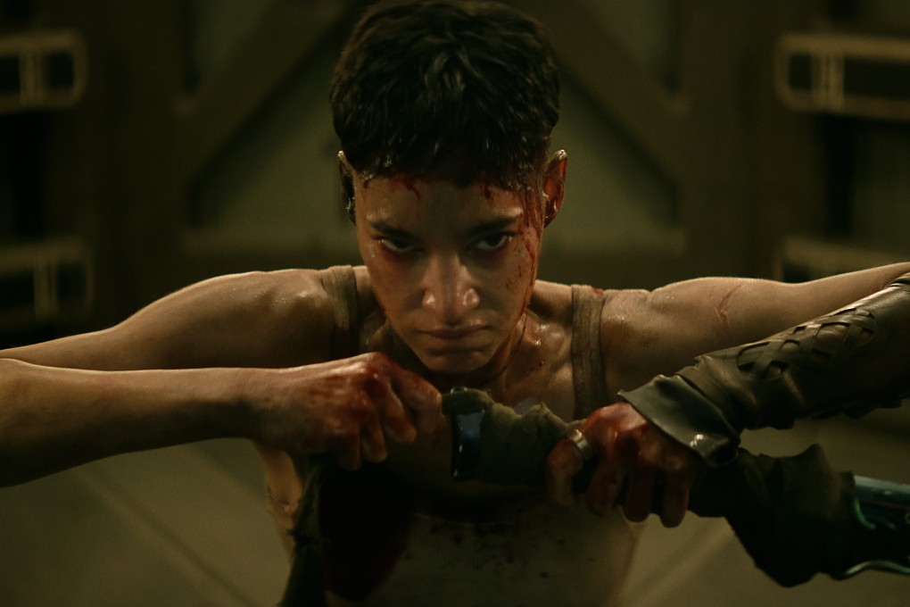 Sofia Boutella as Kora in a still from Rebel Moon – Part Two: The Scargiver, directed by Zack Snyder and co-starring Ed Skrein. Photo: Netflix