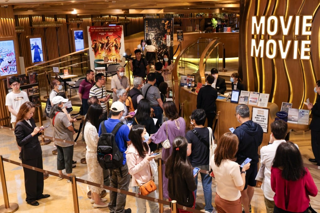 A queue in Admiralty for discounted tickets for Sunday’s second annual Cinema Day. Photo: Jelly Tse