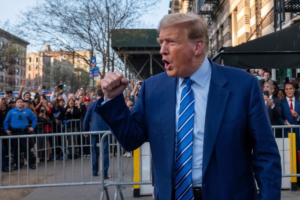 Donald Trump visits a bodega store in upper Manhattan after spending a second day in court. Photo: AFP