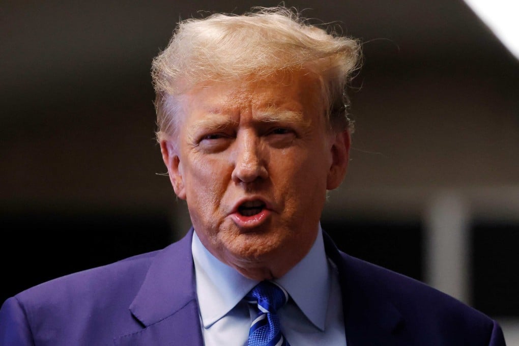 Former US president Donald Trump speaks in New York on Tuesday, after the second day of his hush money trial. Photo: AFP