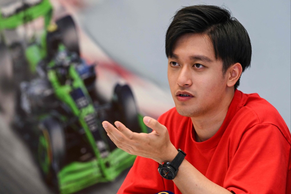 Zhou Guanyu speaks after the premiere of the docu-film The First One in Shanghai. Photo: AFP