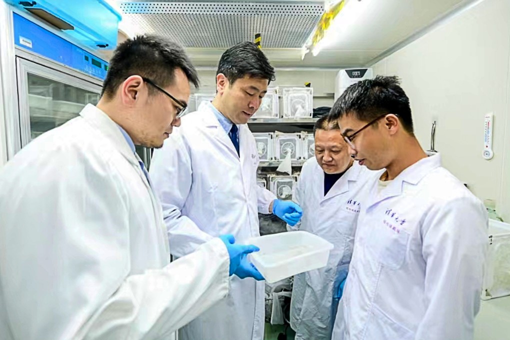 A team of Chinese scientists led by Cheng Gong (second from left) says it has identified a gut bacteria from mosquitoes that could prevent them from being infected by viruses, including dengue and Zika. Photo: Handout