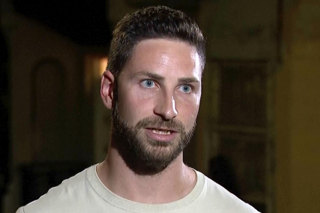 French construction worker, Damien Guerot was made an Australian permanent resident, as a reward for his heroism during a knife attack in a Sydney shopping centre that left 6 victims dead. Photo: Channel 7 via AP