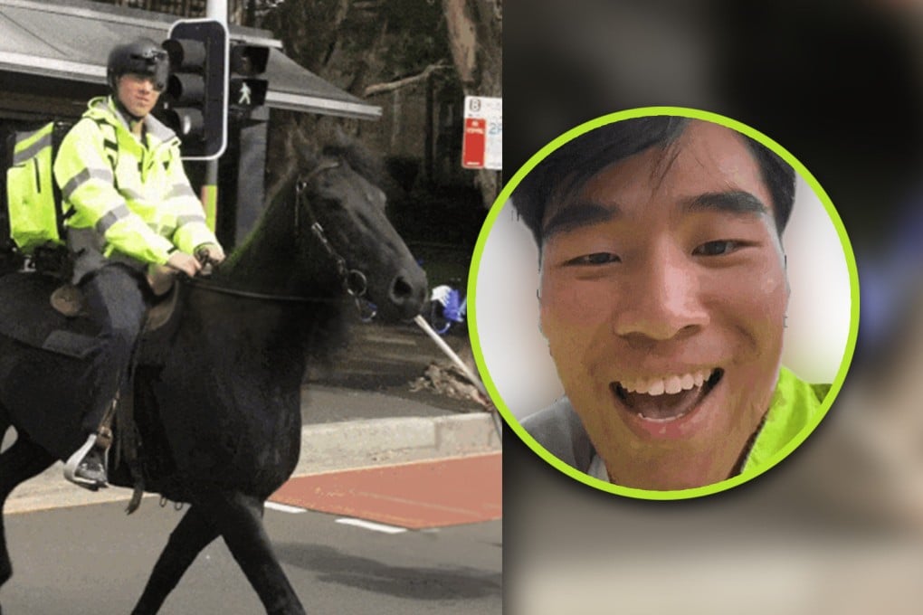 A Chinese-Australian man has stirred controversy after video emerged of him making food deliveries on a horse in the suburbs of Sydney. Photo: SCMP composite/TikTok