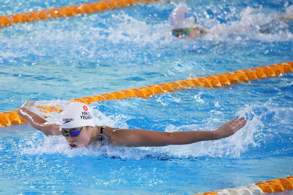 Yeung Hoi-ching breaks the Hong Kong record in the women’s 200m butterfly during the National Long Course Swimming Trial at the Hong Kong Sports Institute in Fo Tan on April 14. Photo: Eugene Lee