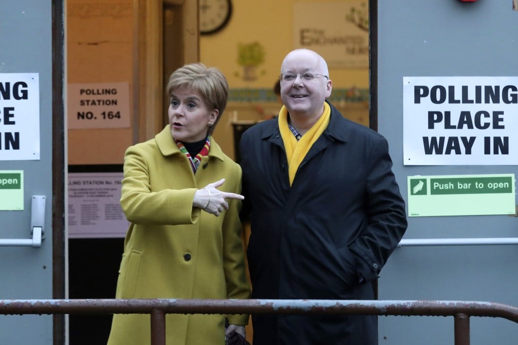Former Scottish First Minister Nicola Sturgeon with her husband Peter Murrell in Glasgow, UK in 2019. Murrell was charged on Thursday with XXXX Photo: AP