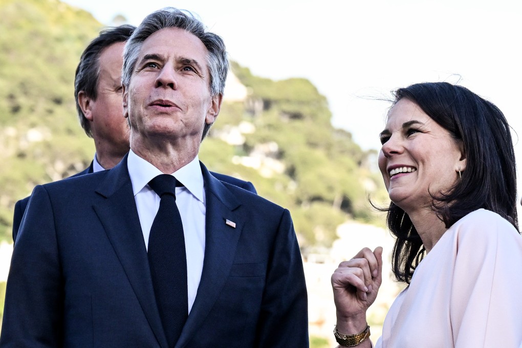 US Secretary of State Antony Blinken and German Foreign Minister Annalena Baerbock at the G7 meeting of foreign ministers in Capri, Italy on Thursday. Photo: dpa