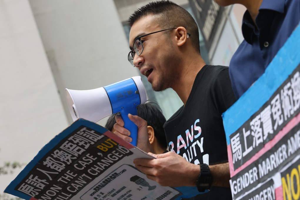 Transgender people protest outside Hong Kong’s Immigration Department. Photo: Dickson Lee