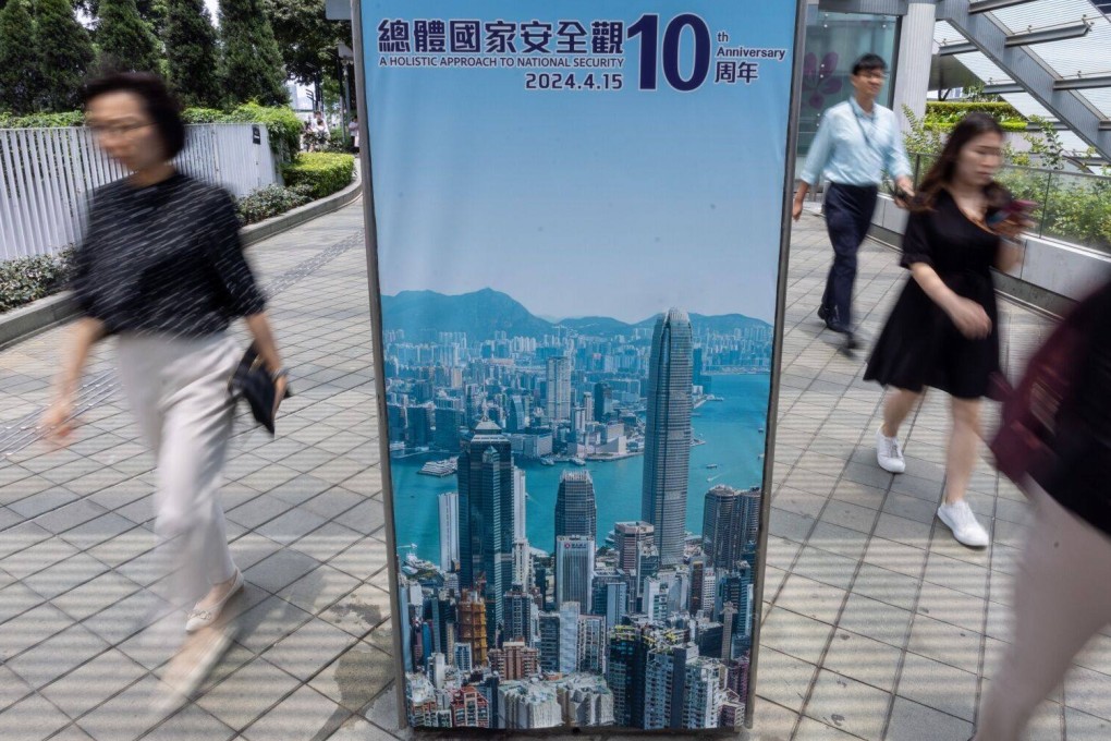 A government-sponsored advertisement promotes National Security Education Day in Hong Kong on April 15. Photo: Bloomberg