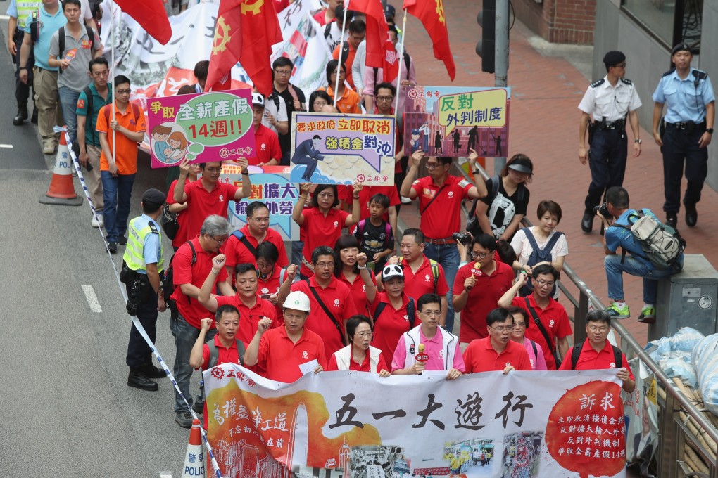 The Hong Kong Federation of Trade Unions’ Labour Day rally in 2018. Photo: K. Y. Cheng