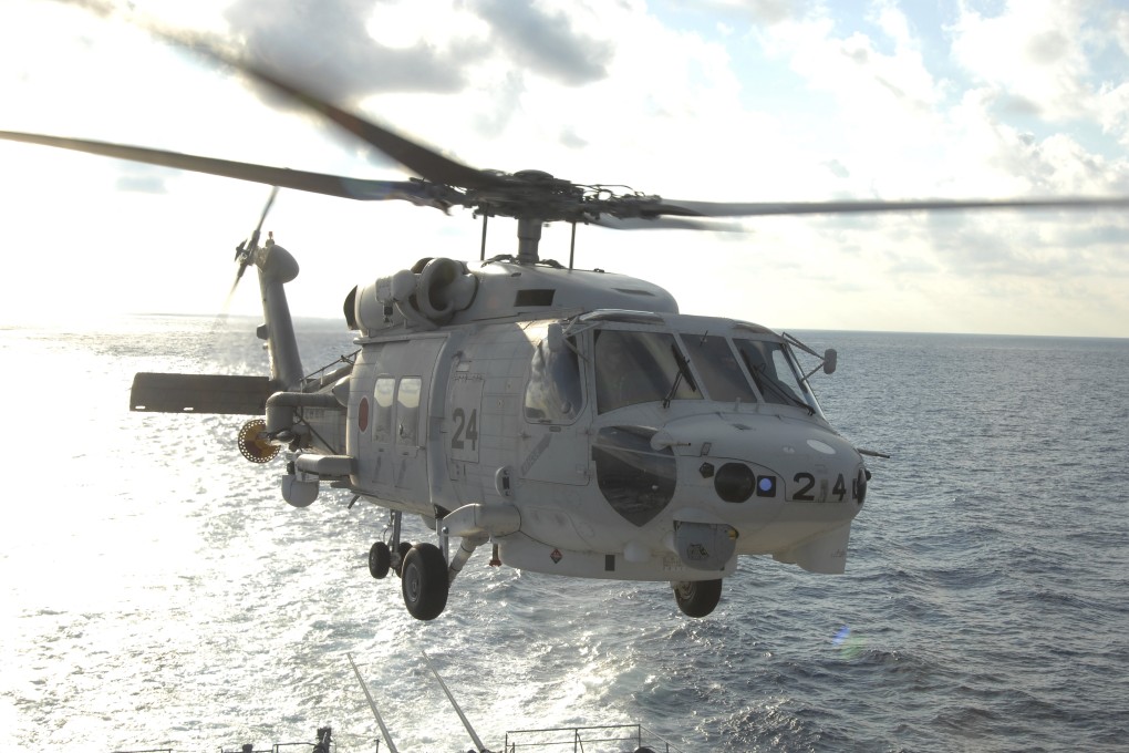 An SH-60K helicopter of Japan’s Maritime Self-Defence Force of the type believed to have crashed late on Saturday. Photo: MSDF via AP
