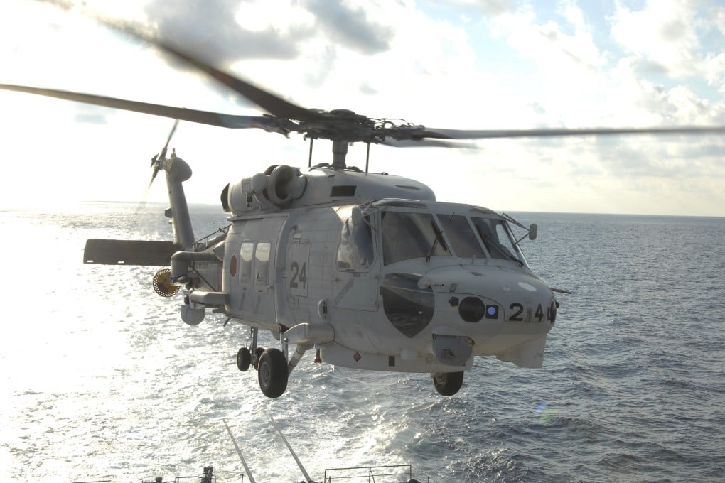 An SH-60K helicopter of Japan’s Maritime Self-Defence Force of the type believed to have crashed late on Saturday. Photo: MSDF via AP